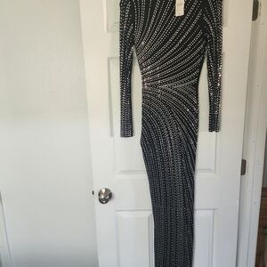 Windsor Elegant Black Dress with Silver Accents